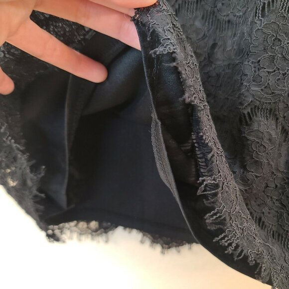 Monteau Womens Blouse Top Medium Black Floral Lace Crochet Short Sleeve Casual - Picture 11 of 12